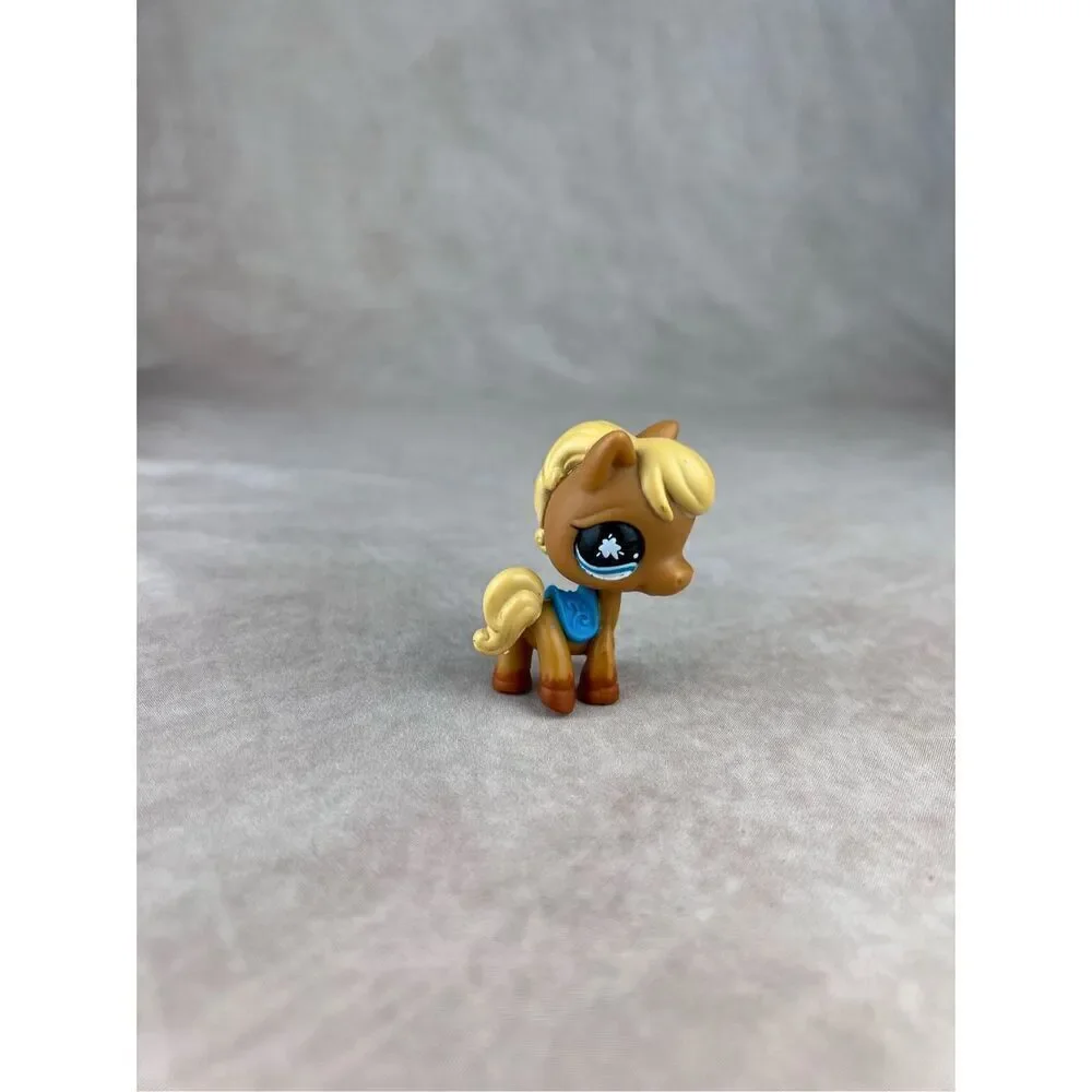 Littlest Pet Shop LPS Palomino Pony Horse Blue Saddle with Blue Flower Eyes #840